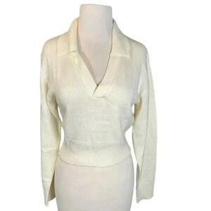 H&M Divided Off White Collared Cropped Sweater NWOT Size XS Sweater Season